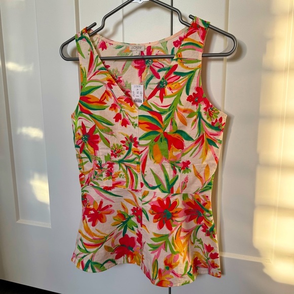 J. Crew Sleeveless Tropical Print Top - Picture 1 of 7